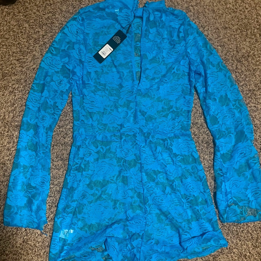 Turquoise Lace Romper
